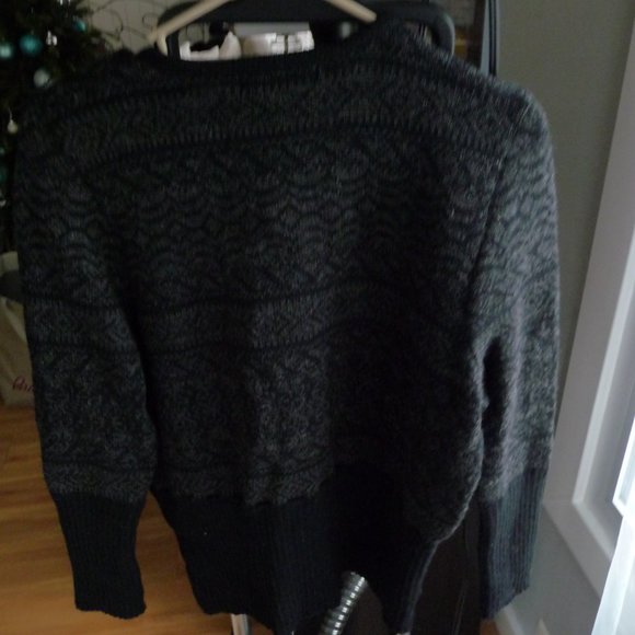 APLEKS NORWEGIAN  NEW GREY/BLACK CARDIGAN FRONT ZIP NORDIC 100% WOOL GORGEOUS M - Picture 4 of 7